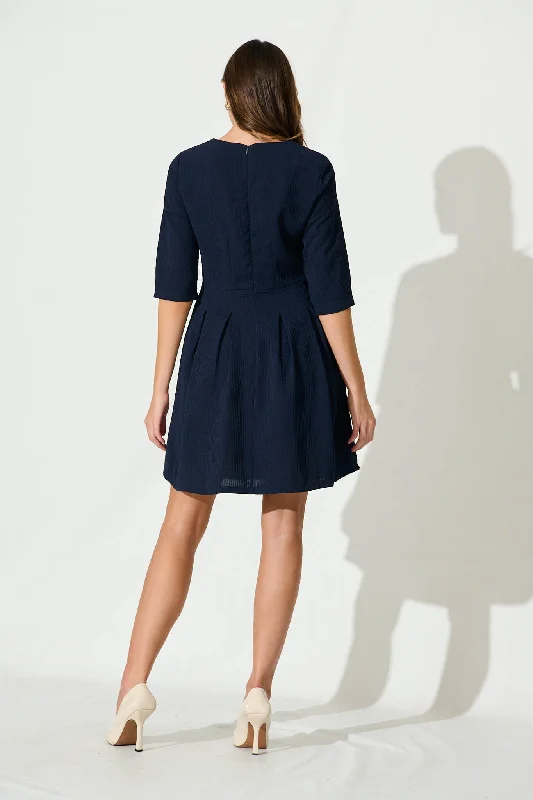 Lizbeth Dress In Textured Navy