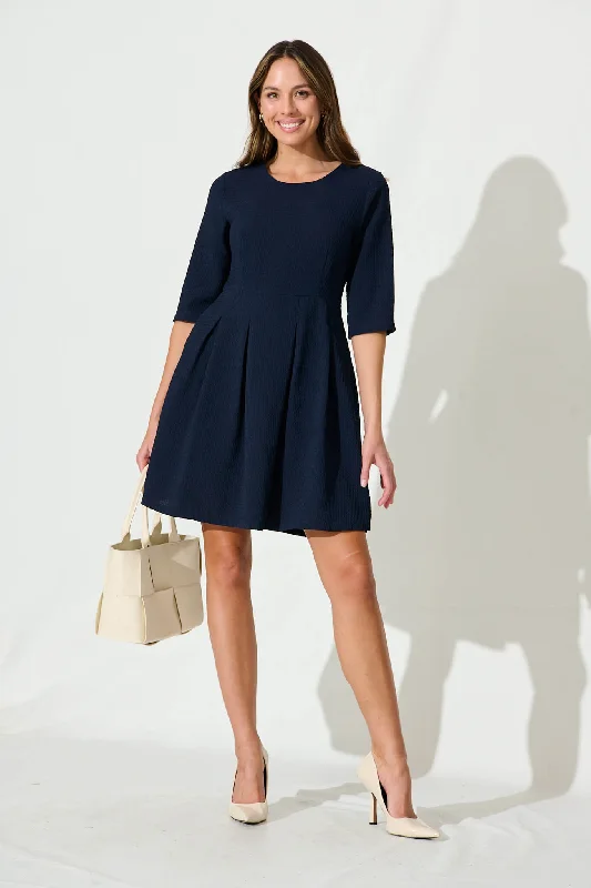 Lizbeth Dress In Textured Navy