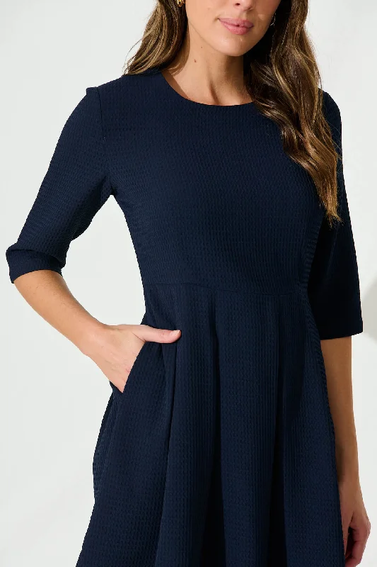 Lizbeth Dress In Textured Navy