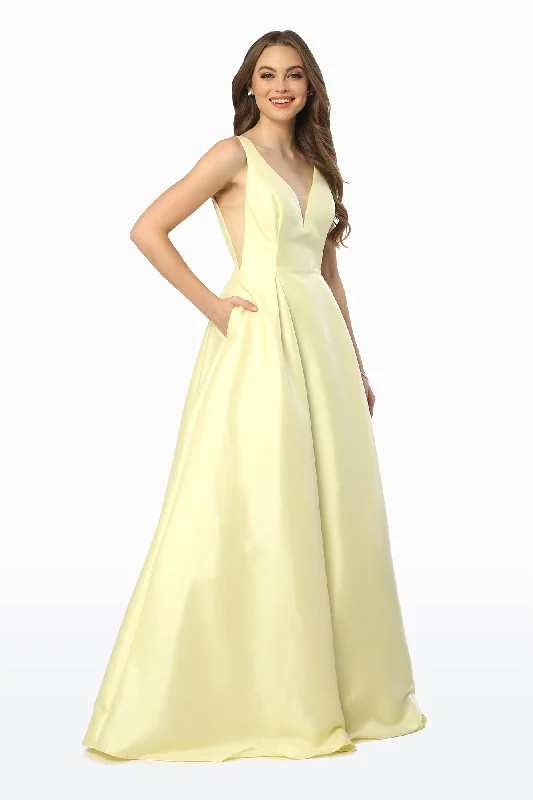 Long V-Neck Prom Dress With Pockets_E156 BY NARIANNA