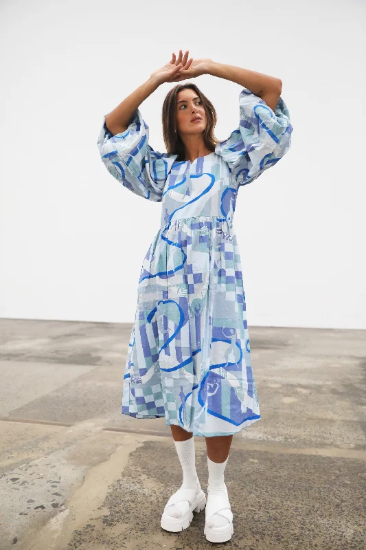 Main Street Midi Dress - Blue