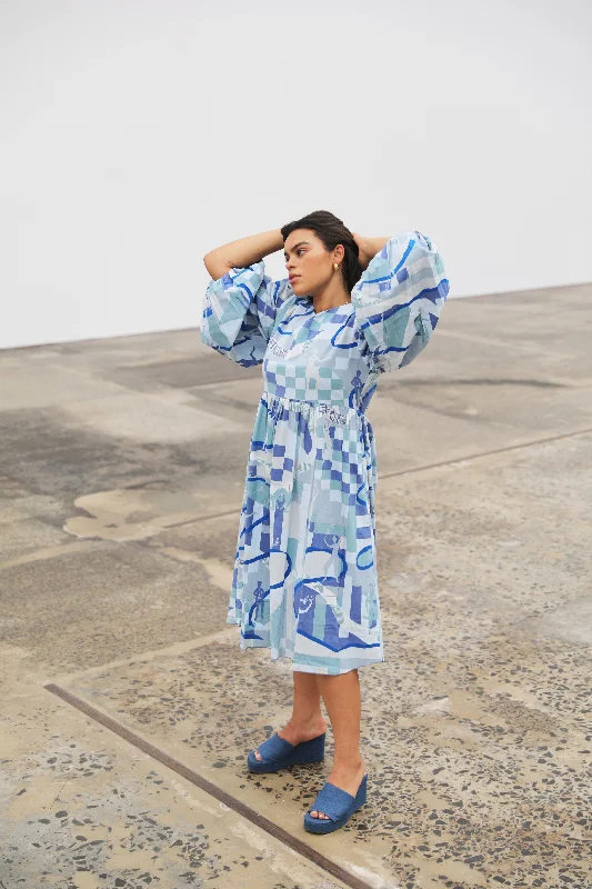 Main Street Midi Dress - Blue