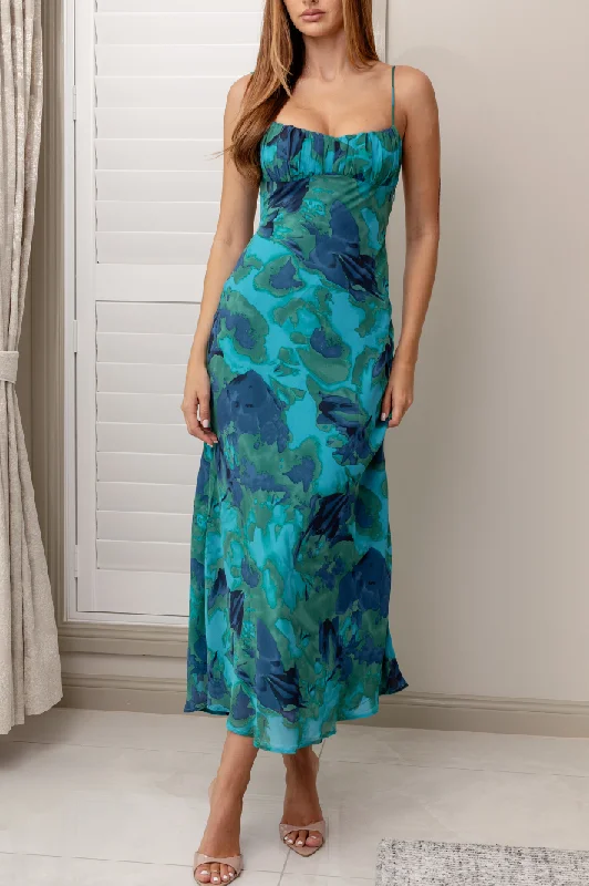 MARIENE MAXI DRESS - Green Print