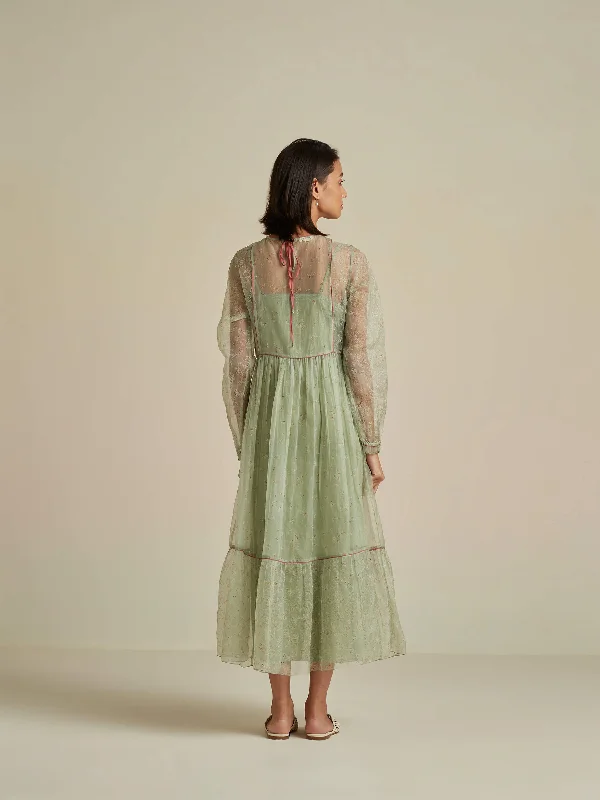 Matcha Swirl Organza Maxi Dress