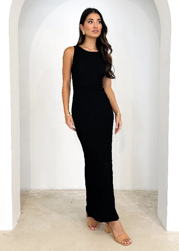 Mecroe Knit Maxi Dress - Black