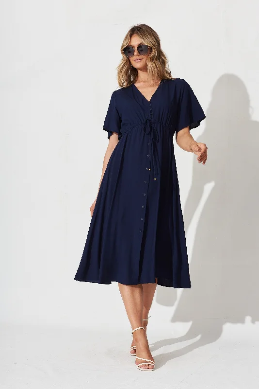 Melody Midi Dress In Navy