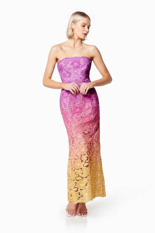 Mesmerizing Ombre Lace Maxi Dress In Purple