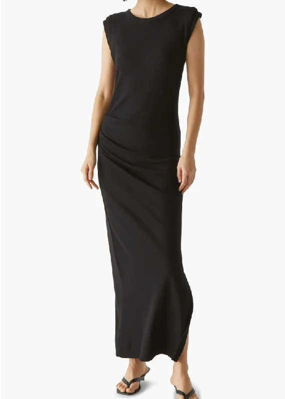 Michael Stars Calliope Extended Sleeve Maxi Dress-BLACK