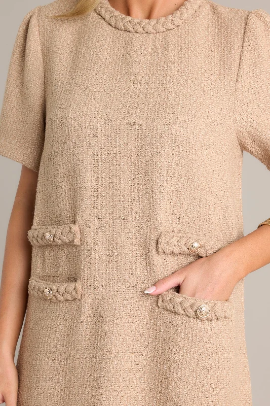 Midsummer Nights Beige Tweed Mini Dress (RESTOCK SEPTEMBER)