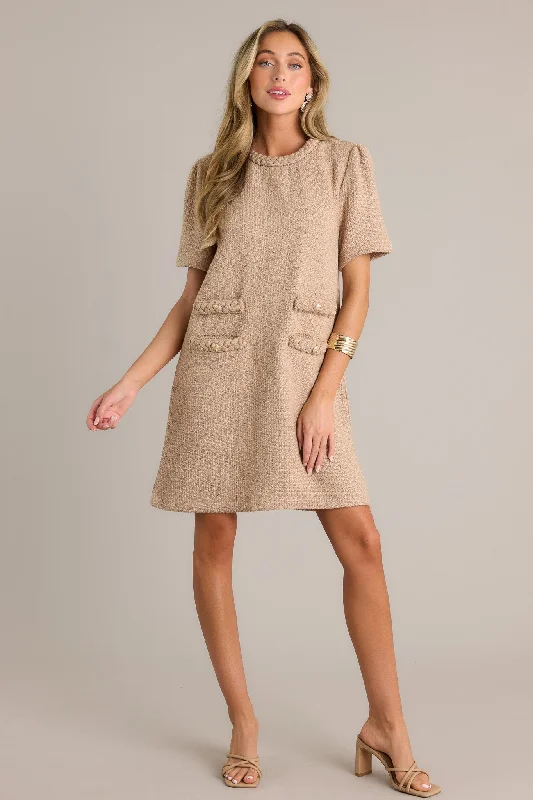 Midsummer Nights Beige Tweed Mini Dress (RESTOCK SEPTEMBER)