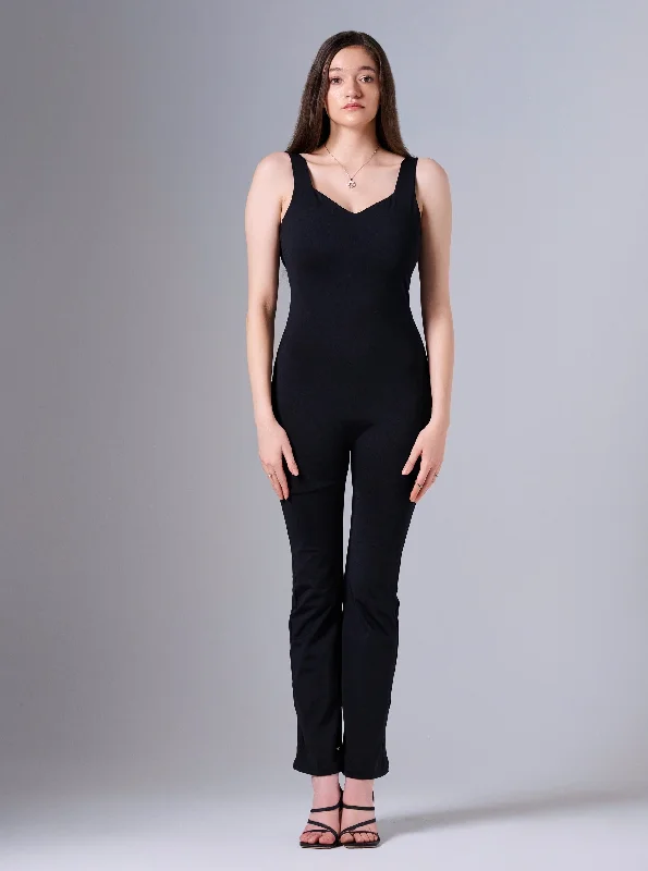 Minerva sweetheart Neckline Backless Jumpsuit in Black