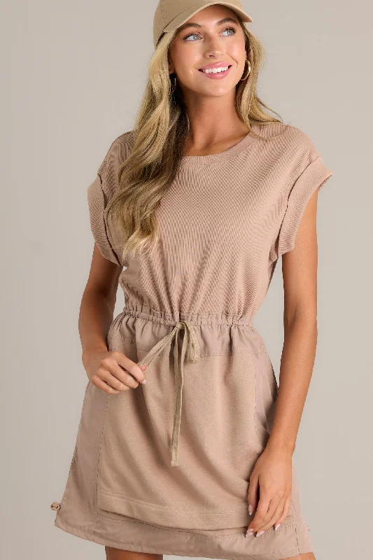 Modern Minimal Tan Mini Dress