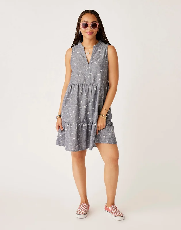 Nellie Linen Dress: Navy Floral