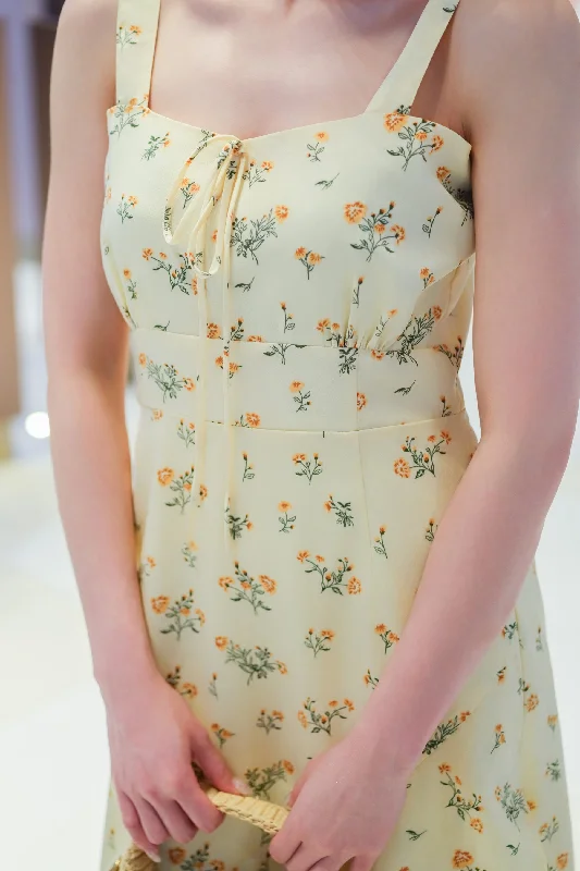 Palm Spring Yellow Floral Dress