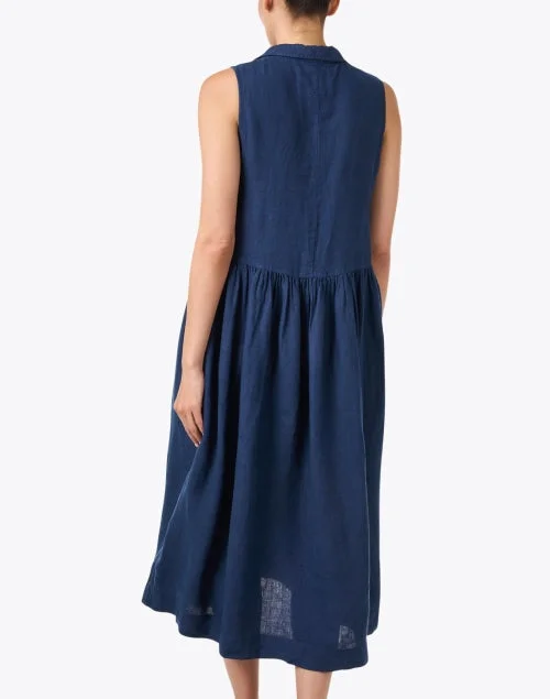 Popover Navy Linen Dress