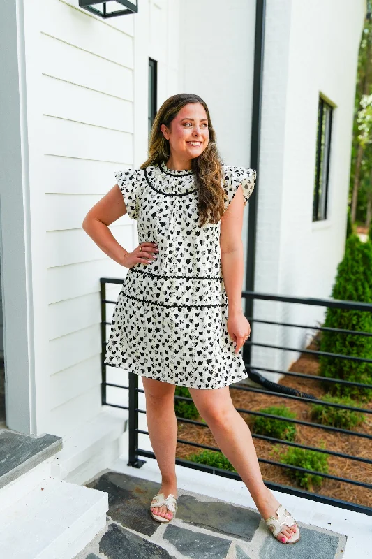 Printed Eyelet Shift Dress