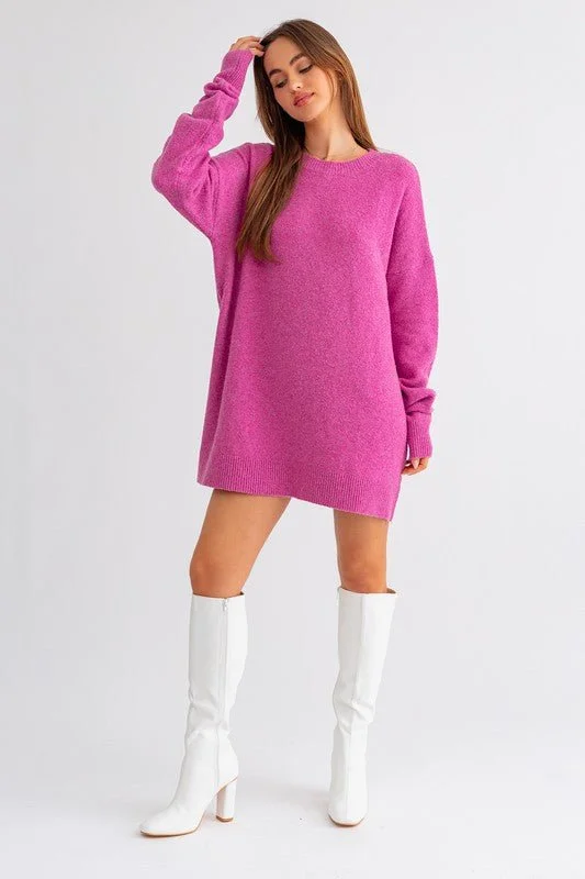 Pink Oversized Sweater Dress