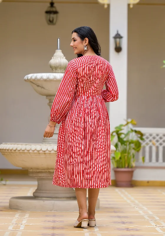 Red Candy Stripes Maxi Dress