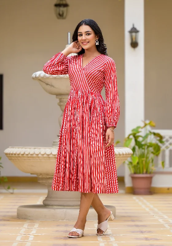 Red Candy Stripes Maxi Dress