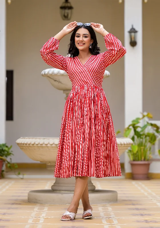 Red Candy Stripes Maxi Dress