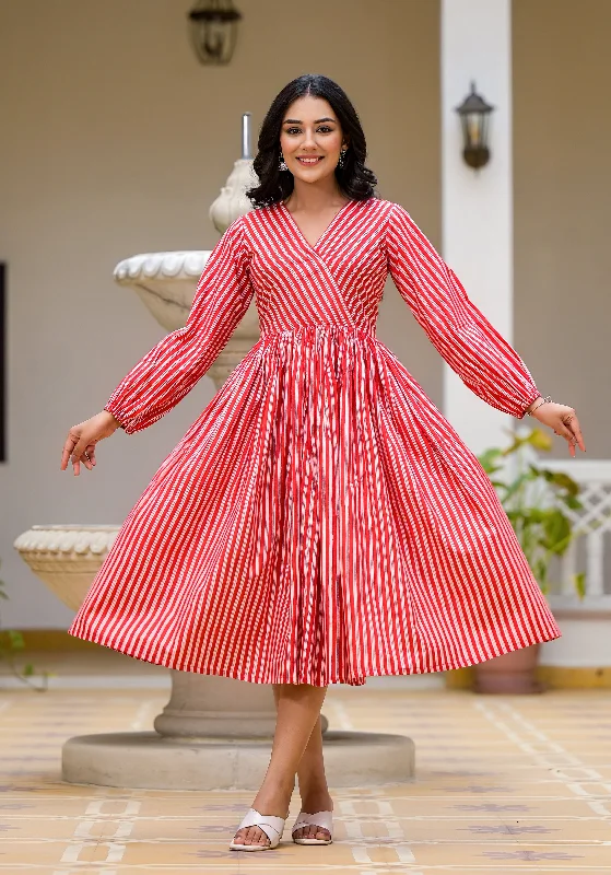 Red Candy Stripes Maxi Dress