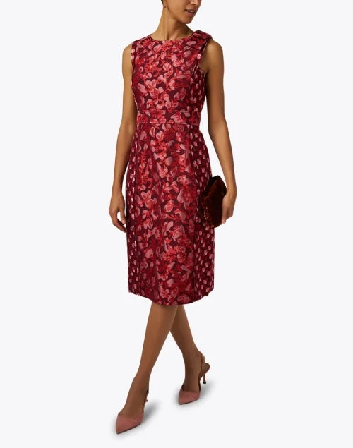 Red Multi Jacquard Dress