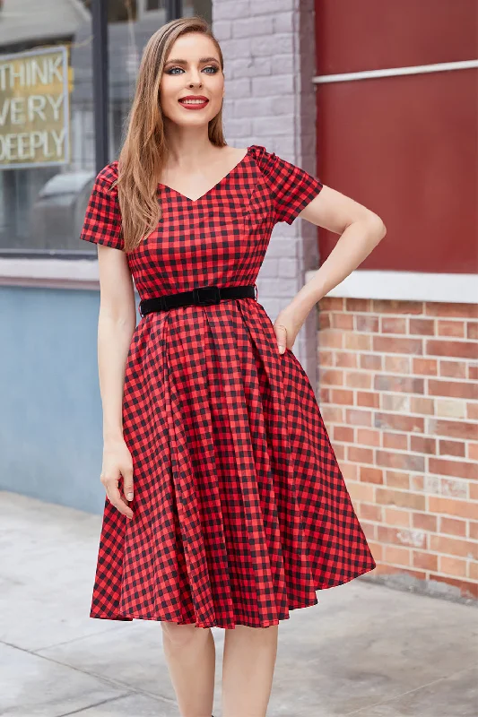 Red Plaid Vintage Dress