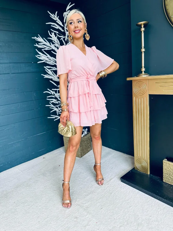 Reno Banded Mini Dress Powder Pink