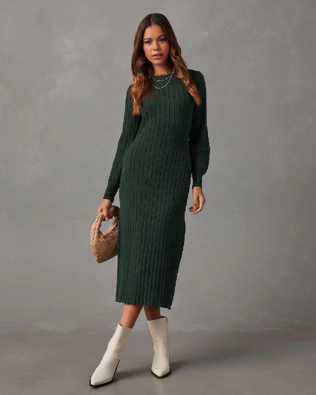 Robin Balloon Sleeve Sweater Midi Dress