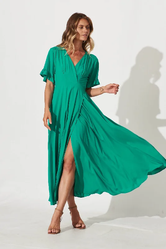 Rondal Maxi Wrap Dress In Jade Green