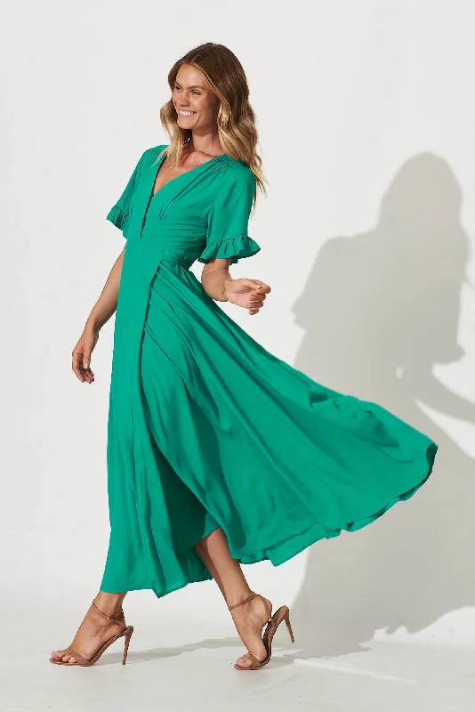 Rondal Maxi Wrap Dress In Jade Green