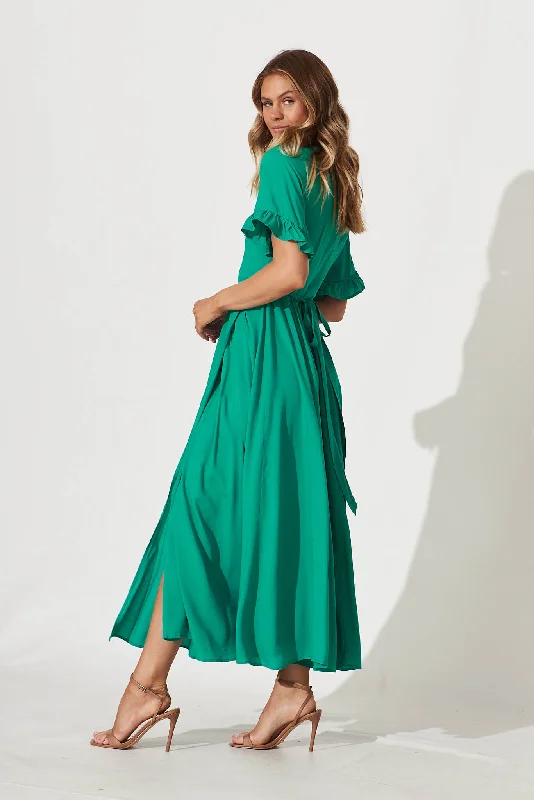 Rondal Maxi Wrap Dress In Jade Green