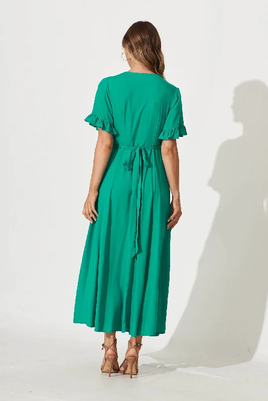 Rondal Maxi Wrap Dress In Jade Green