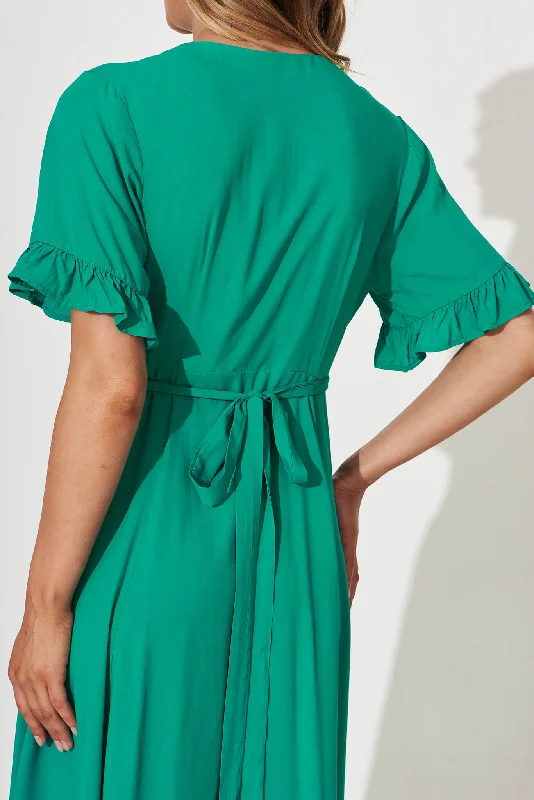 Rondal Maxi Wrap Dress In Jade Green