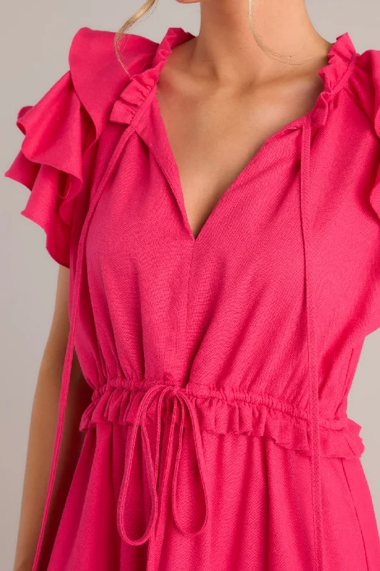 Ruffle Some Feathers Lipstick Pink Maxi Dress