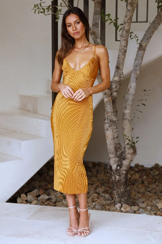 Runway Babe Midi Dress Mustard