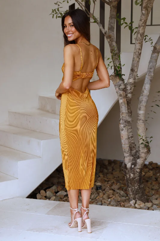 Runway Babe Midi Dress Mustard