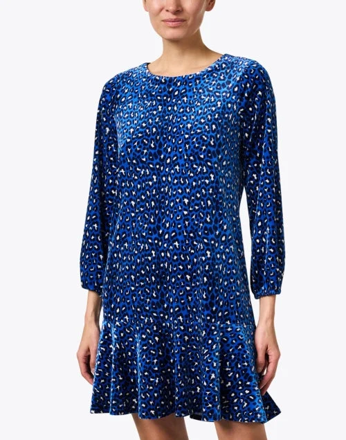 Sadie Blue Print Velvet Dress