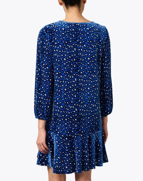 Sadie Blue Print Velvet Dress