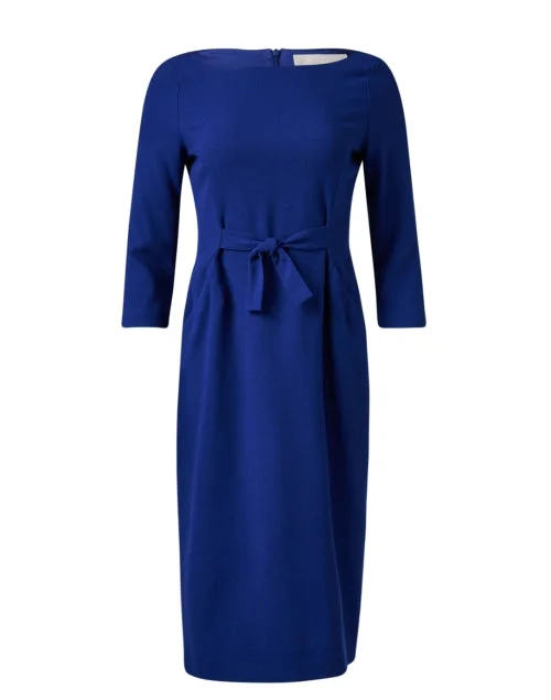 Serena Blue Wool Crepe Dress