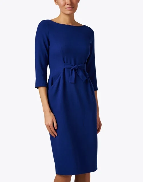 Serena Blue Wool Crepe Dress