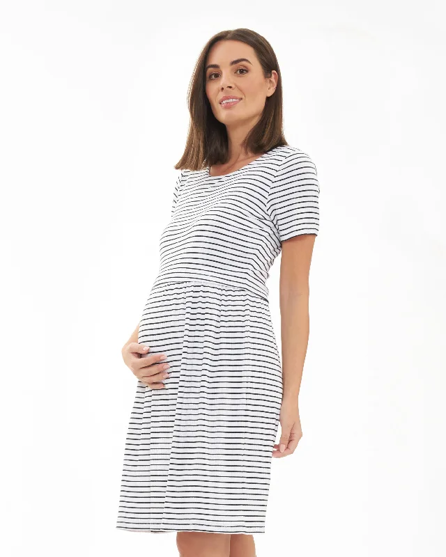 Shelly Summer Nursing Dress White / Black