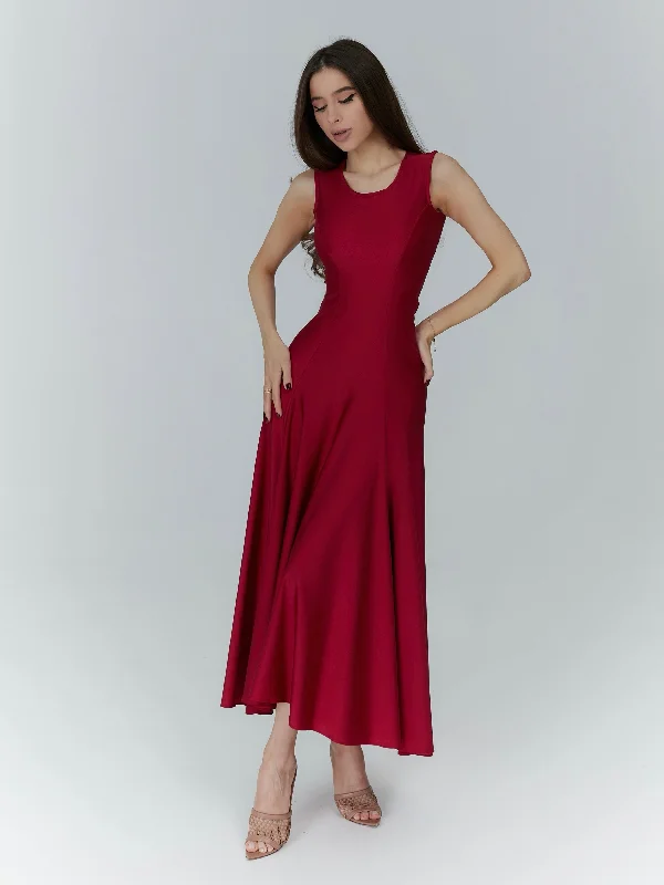 Siena Midi Dress Cherry Red