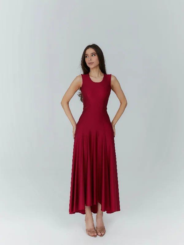 Siena Midi Dress Cherry Red