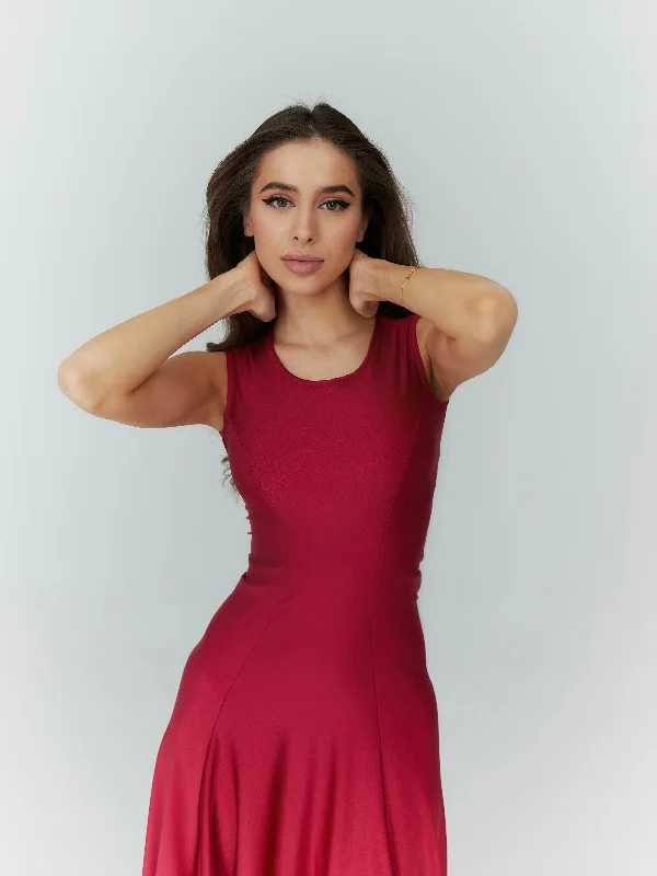 Siena Midi Dress Cherry Red