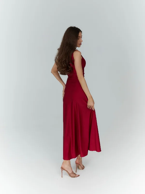 Siena Midi Dress Cherry Red