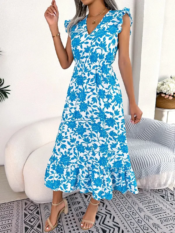 Amy Fashion - Sleeveless V Neck Summer A Line Midi Dress Boho Dress