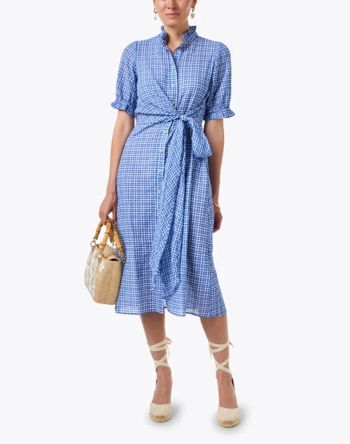 Soleil Blue Gingham Shirt Dress