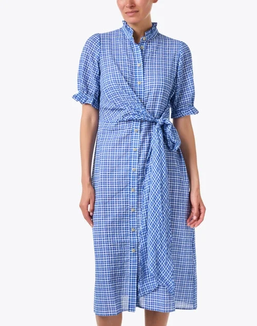 Soleil Blue Gingham Shirt Dress