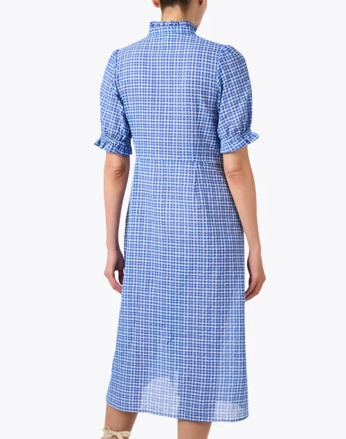 Soleil Blue Gingham Shirt Dress